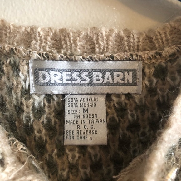 Vintage Mohair Shag Cardigan in Neutral Chevron Pattern - Picture 4 of 4